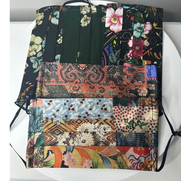 NEW Johnny Was Silk Floral Print Face Mask Pack of 5 92% Silk Cotten Lining - Picture 1 of 9